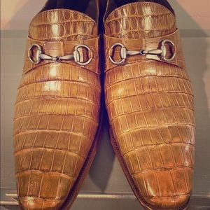 Mens designer MEZLAN alligator skin loafers Sz 9.5